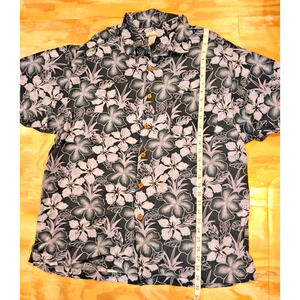 Breakwater Button Up Hawaiian Camp Shirt XL Blue Floral Short Sleeves Pocket